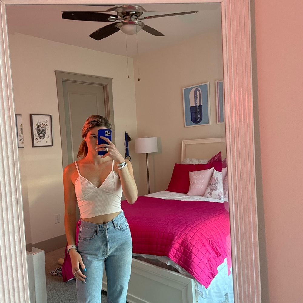 Emma & Sam Crop Top in White.